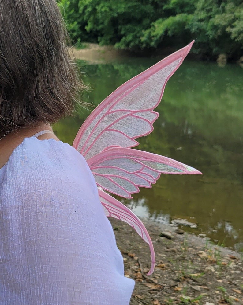 Enchanted Thalia Fairy Wings size Extra Small / Infant / Club Wings Pink iridescent organza READY to SHIP image 1