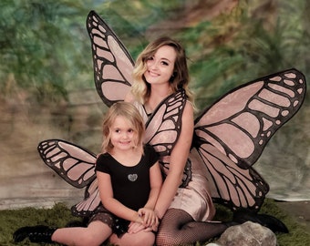 Enchanted Milkweed Fairy Wings disfraz de niño alas de hada fotografía prop Adulto disfraz de mariposa Mami y yo alas de mariposa fotos familiares