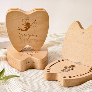 Custom Wooden Engraved Tooth Fairy Box, Baby Teeth Storage Box,Teeth Fairy Trays,Treasure Box,Baby Unisex Gift,Gift for Kids,Baby Memory Box