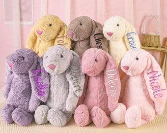 Personalisierte gestickte Osterhase Kaninchen, Osterhase Geschenke, Bunny weiche Plüschtier, Osterhase Kaninchen Spielzeug, Neugeborene Geschenk, Babyparty Geschenk