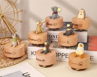 Personlig träspeldosa med namn, barns födelsedagspresent, babyminne, anpassad träspeldosa för bebisar, barnrumsdekor, presenter till barn