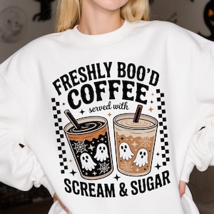 Retro Halloween Spooky Season png, Coquette Halloween Kaffeälskare Gåva, Trendiga Halloween Spooky Kaffekoppar PNG, Söt Spöke Kaffeälskare Gåva