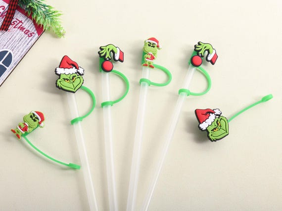 Christmas Straw Topper Cover,Grinch Straw Cover,40oz tumbler,Drink Topper Drink Cup Cover,Tumbler Accessories,Straw Cap Reusable Straw Cover