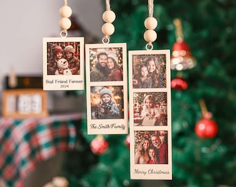 Personalized Photo Strip Christmas Ornament,Christmas Tree Decoration,Christmas Ornaments,Xtmas Photo Frame Ornament,First Married Ornament
