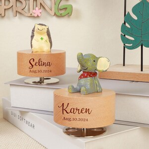 Caja de música de madera personalizada con nombre, regalo de cumpleaños para niños, recuerdo para bebé, caja de música de madera hecha a mano personalizada para bebé, decoración de guardería, regalos para niños