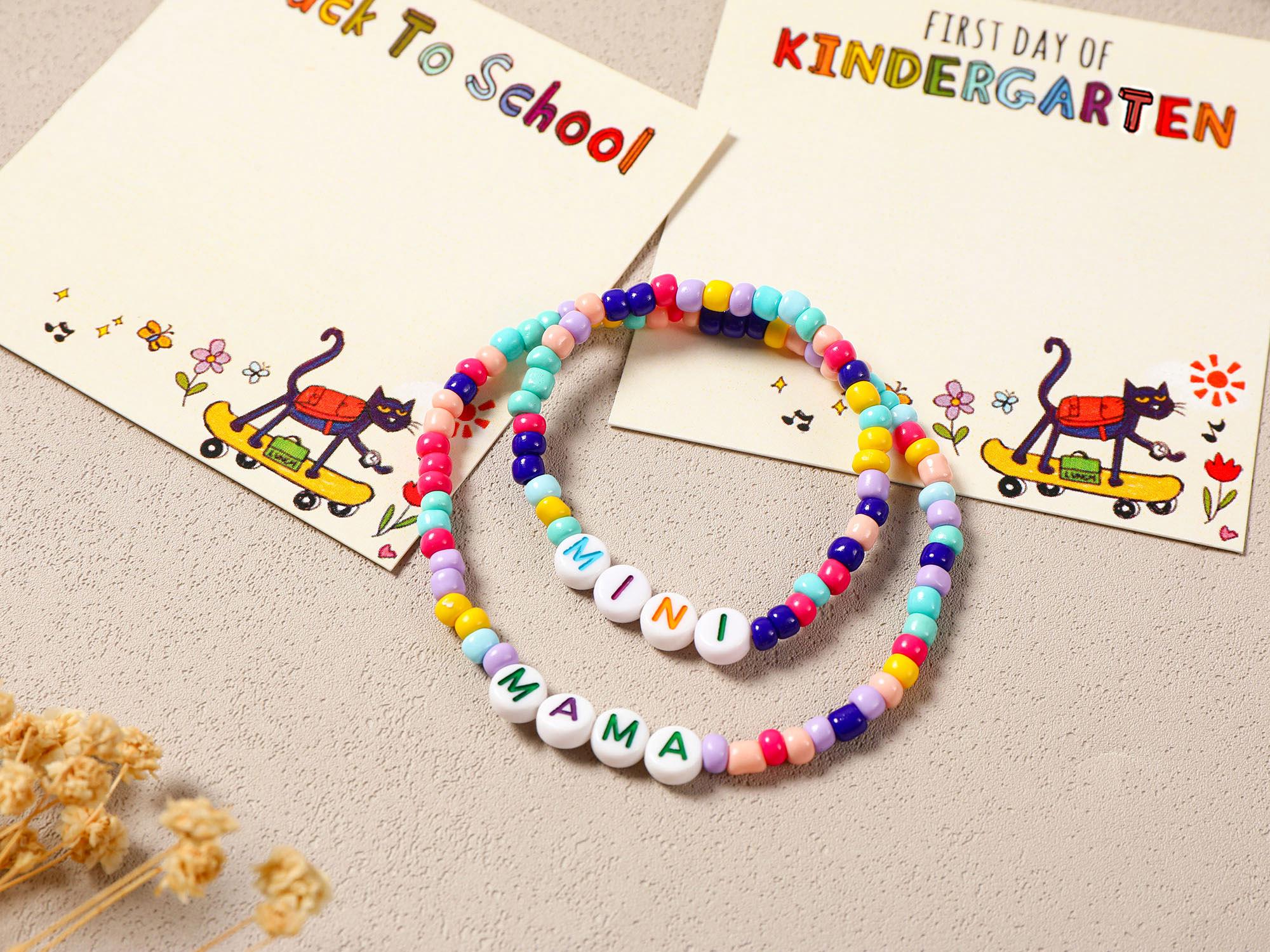 First Day of School Seed Bead Matching Bracelet Set, Mommy and Me ...