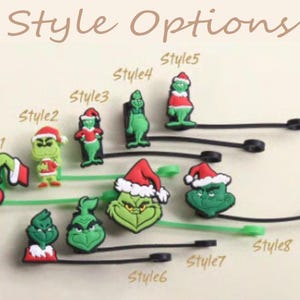 Christmas Straw Topper Cover,Grinch Straw Cover,40oz tumbler,Drink Topper Drink Cup Cover,Tumbler Accessories,Straw Cap Reusable Straw Cover image 6