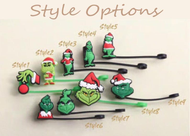 Christmas Straw Topper Cover,Grinch Straw Cover,40oz tumbler,Drink Topper Drink Cup Cover,Tumbler Accessories,Straw Cap Reusable Straw Cover image 6