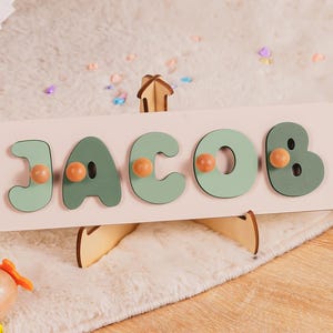 Nuevo regalo para bebé, rompecabezas de madera con nombre para niños pequeños, rompecabezas Montessori, juguete de rompecabezas preescolar, regalo para niños y niñas, regalo de cumpleaños personalizado para niños