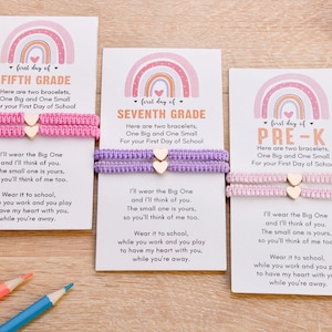 Back to school heart woven bracelet set,Perfect gift for the first day of kindergarten,Mommy and me bracelet set,Woven family bracelet set