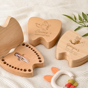 Custom Wooden Baby Teeth Storage Box, Engraved Wooden Milk Teeth Box, First Tooth Storage, Baby Unisex Gift, Tooth Fairy Trays,Gift for Kids