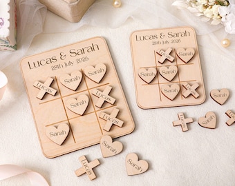 Personalized Wooden Wedding Games – Tic Tac Toe, Ring Toss Favors, Engraved Wooden Guest Gift, Christmas Wedding Game