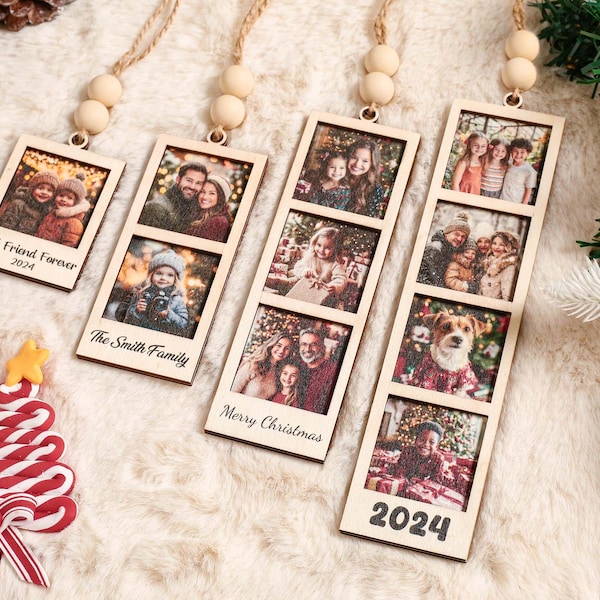 Foto Ornament, Paar Ornament, Beste Freund Geschenk, Personalisierte Foto Streifen Ornament, Erstverheiratet Ornament, Benutzerdefinierte Foto Ornament, Weihnachtsandenken