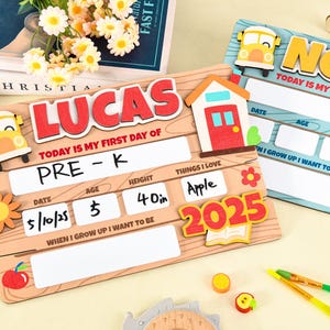Panneau premier jour d'école personnalisé,Panneau dernier jour d'école,Panneau pour la rentrée,Panneau premier jour d'école pour la maternelle,Panneau 1er jour du conseil scolaire