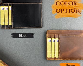 Engraved Genuine Leather Custom Wallet, Anniversary Gift For Him, Husband, Boyfriend, Men, Father, Dad, Personalized Leather Mens Wallet,