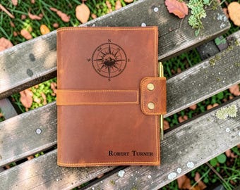 Personalized Leather Journal, Engraved A5 Notebook, Refillable Journal, Custom Logo Journal, Corporate Gift, Gift for Him & Her