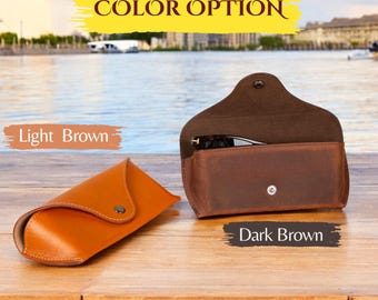 Leather Glasses Case, Personalized Sunglass Case, Premium Leather, Eyeglass Case Leather, Gift for Dad, Gift For Mom, Christmas Gift