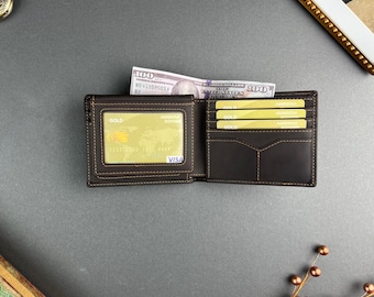 Personalized Leather Men's Wallet, Groomsmen Gifts, Personalized Slim Wallet, Gifts for Daddy, Christmas Gift, Gift For Him, Fathers Day