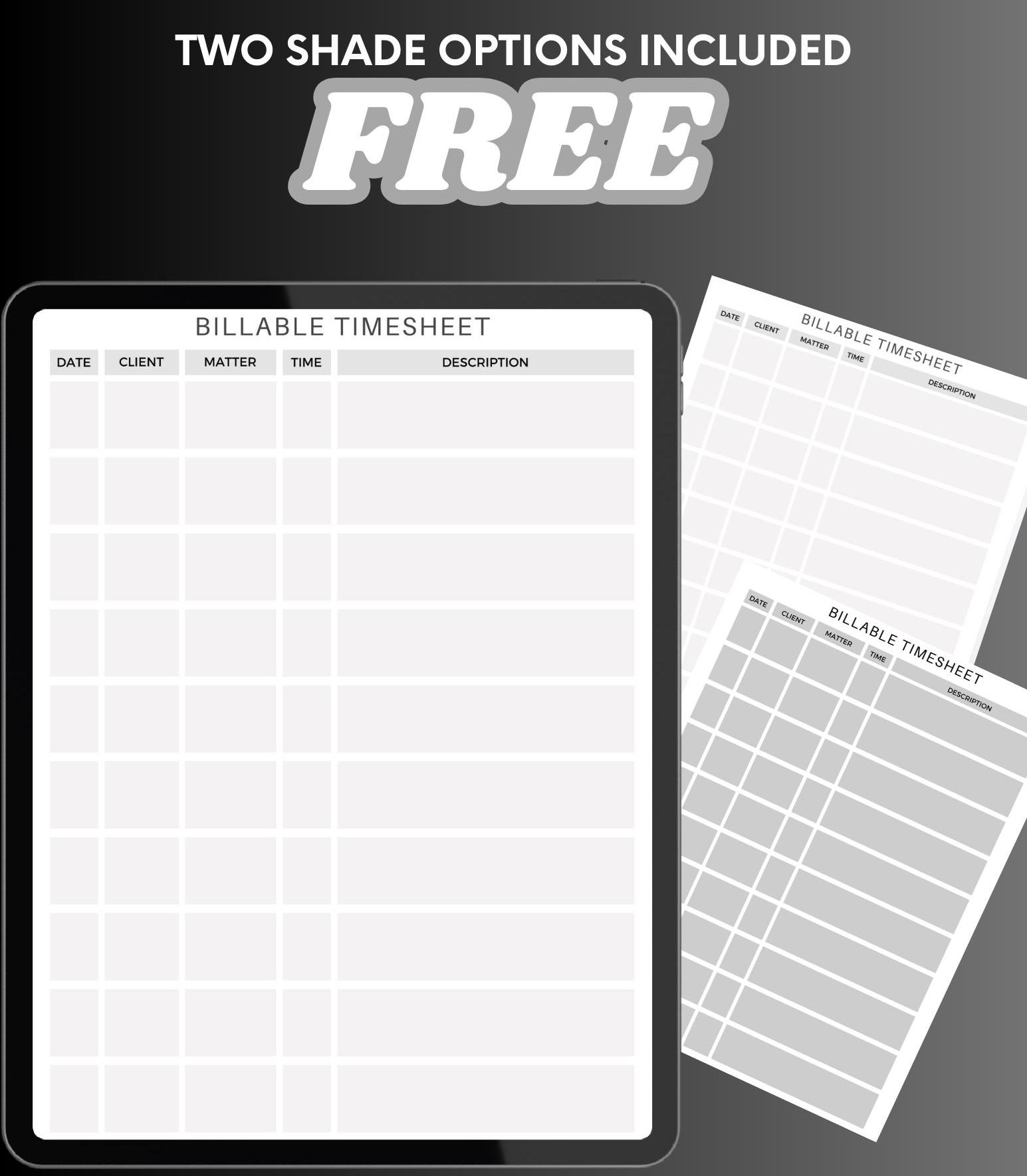Billable Time Tracker Sheet PDF Printable & Digital Template for ...