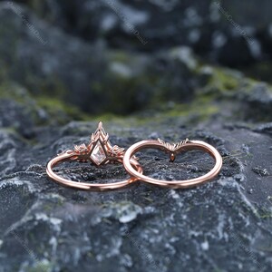 Moissanite Stacking Ring Set Kite Moissanite Ring Rhombus Shape Ring Rose Gold Women V Shape Ring Customized High Quality Ring Set Her Gift