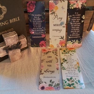 Faith Bookmarks Set of 5 Bible Floral Nature Bible Verse Bookmarks Faith Gifts