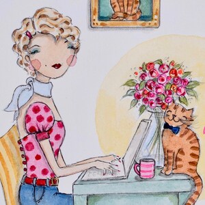 My happy place - blanco A5-wenskaart, kattendame, gekke kattendame, kattenkaart, gratis verzending!