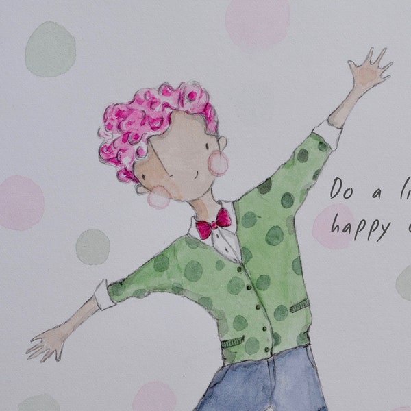 Do a little happy dance! Blank A5 greeting card incl. white envelope and biodegradable cello sleeve