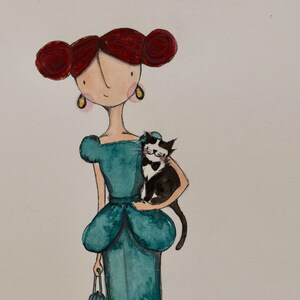 Roter Teppich arm candy - 1 A5 wunderliche Katzen Karte + Umschlag - Fundraiser für Katzen