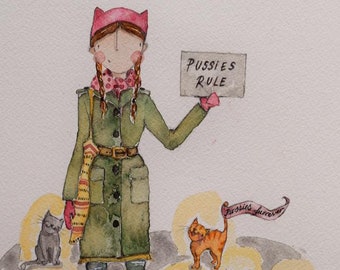 Cats rule - whimsical A5 greeting card - cat fundraising - cat art - shipping included in price!