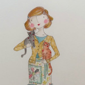 Gratis kussen! - A5-wenskaart - Grandma chic - kattenliefhebbers - inclusief verzending!