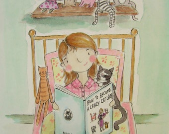 Aspiring cat lady - crazy cat lady - cat lovers - A5 blank card - includes shipping!