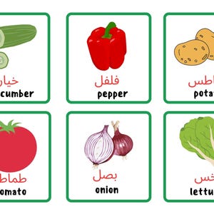 Vegetables flashcards. Memory cards for kids Vocabulary building cards