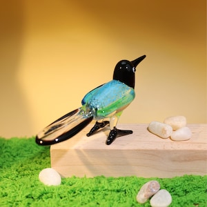 Glass bird, hand blown glass bird figurine, glass bird ornament, art glass bird sculpture,molten glass figurines, glass animals, murano bird