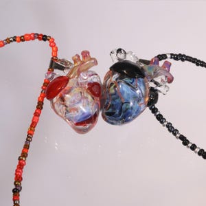 Valentine's Day gift for her Handmade Glass heart pendant, Heart necklace, Red glass heart pendant, Heart jewelry, Glass heart, Glass art