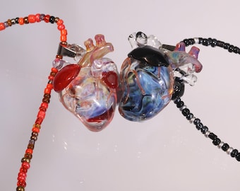 Valentijnsdagcadeau voor haar Handgemaakte glazen harthanger, hartketting, rood glazen harthanger, hartsieraden, glazen hart, glaskunst