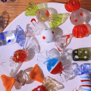 Lampwork Glass Candy,Christmas Candy, Glass Blown Wrapped Small Candy Figures, Handblown Candies Decoration in Multi Colors,Halloween Gift