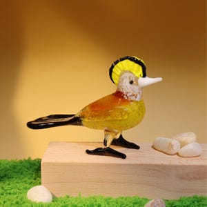 Glass bird, hand blown glass bird figurine, glass bird ornament, art glass bird sculpture,molten glass figurines, glass animals, murano bird