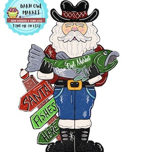 Santa fishing Digital Template for Door Hanger