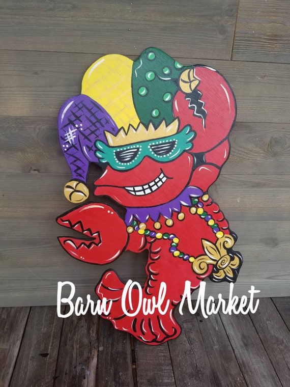 Crawfish Mardi Gras door hanger