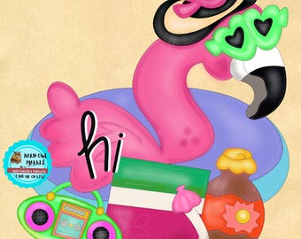 Flamingo Door Hanger Template, Beach Summer DIY (PDF Pattern)