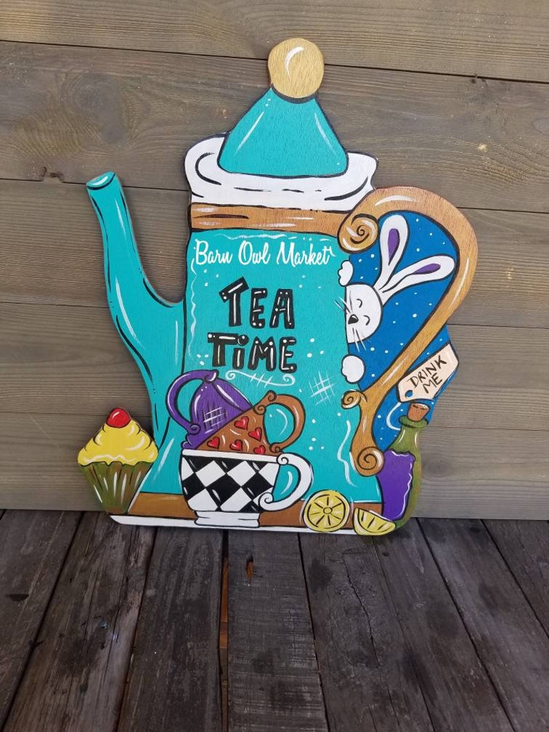 Teapot With Teacups Door Hanger Tea Party Decor Tea Party Etsy