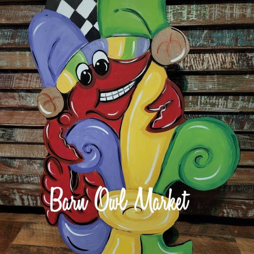 mardi gras crawfish door hanger