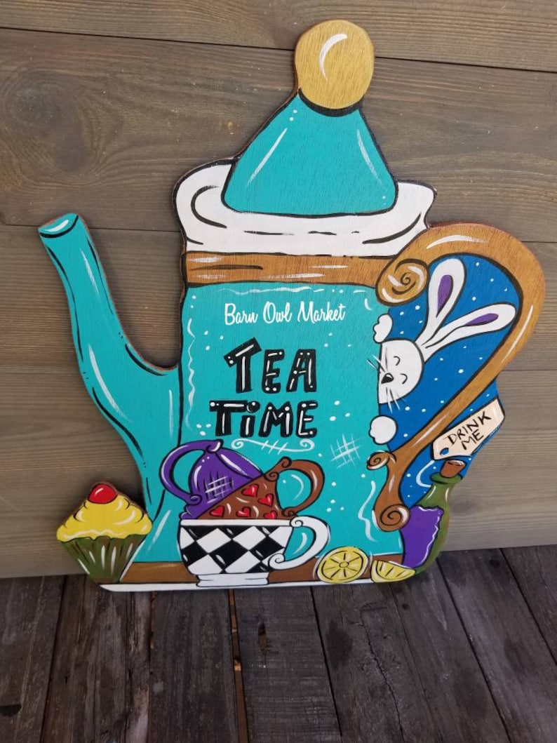 Teapot With Teacups Door Hanger Tea Party Decor Tea Party Etsy