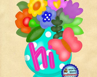 Butterfly Flowers Vase template, Mother’s Day Flowers Template, Spring Flowers Design (Pdf)