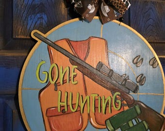 Fall Hunting Vest Door Hanger, Deer Tracks, Hand-Painted Wood