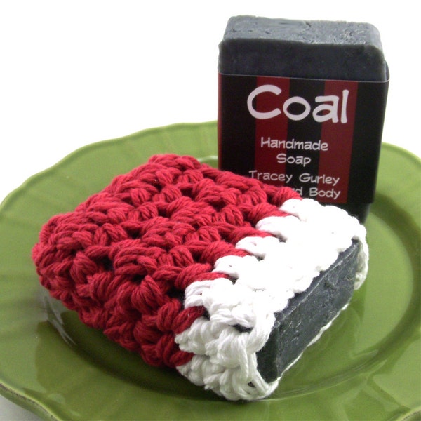 ONLY 1 LEFT Coal Handmade Christmas Soap with Soap Saver, all natural, vegan friendly