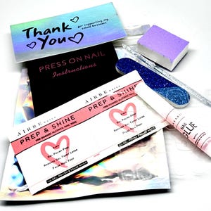 Press On Nail Application Kit: Glue, Buffer & File
