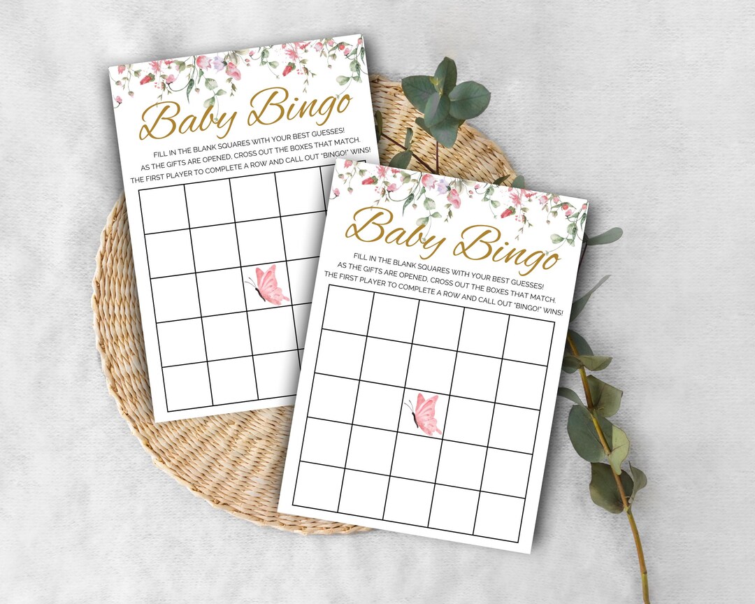 Wildflower Baby Shower Bingo Printable Game - Butterfly Free Space ...