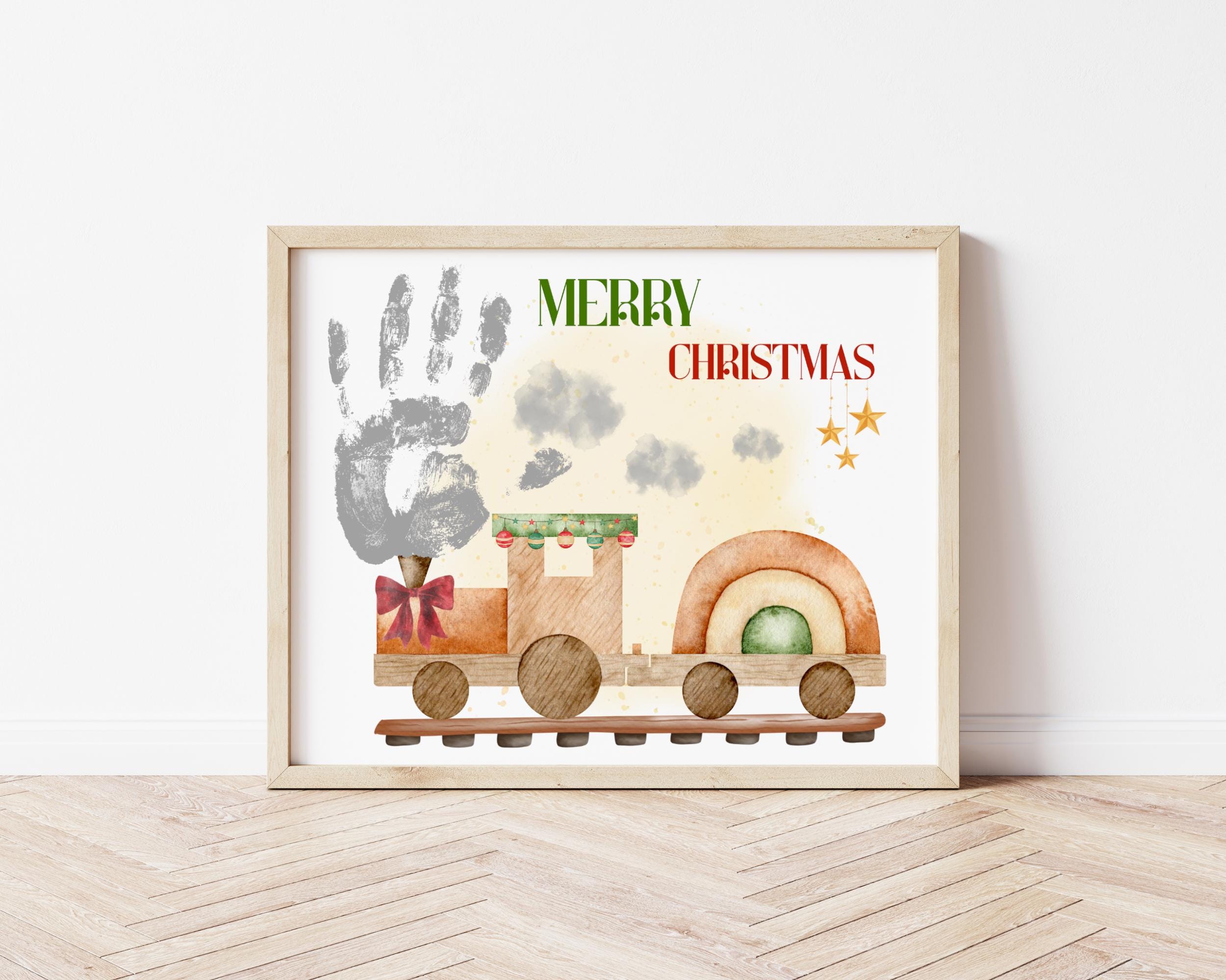 Christmas Train Handprint Art Merry Christmas Baby Keepsake Sunday…