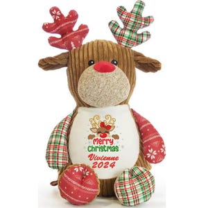 Personalized Merry Christmas Plush Reindeer | Embroidered Gift 2025 |